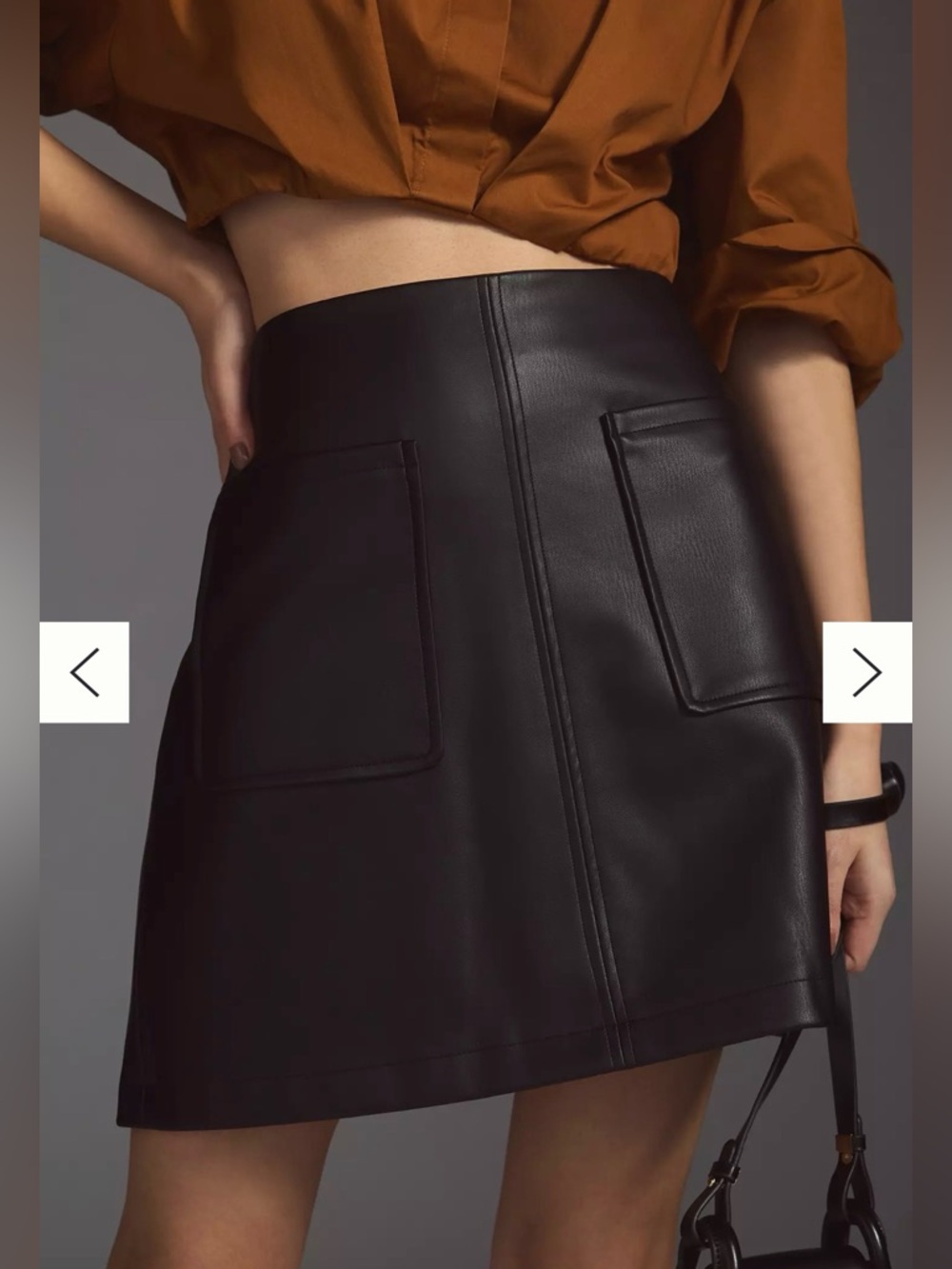 Maeve by Anthropologie Black Faux Leather A Line Mini Skirt Size M - Picture 12 of 14